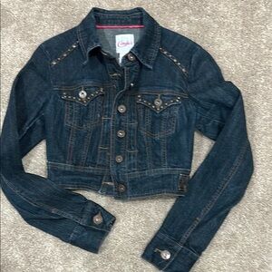 Candie's Dark Blue Cropped Jean Jacket